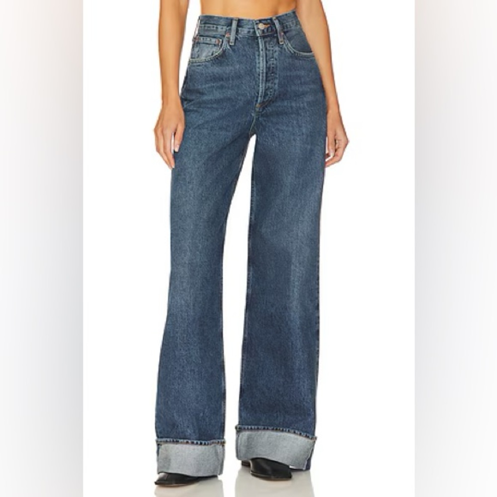Agolde Dark Blue Wide Leg Dame Jeans